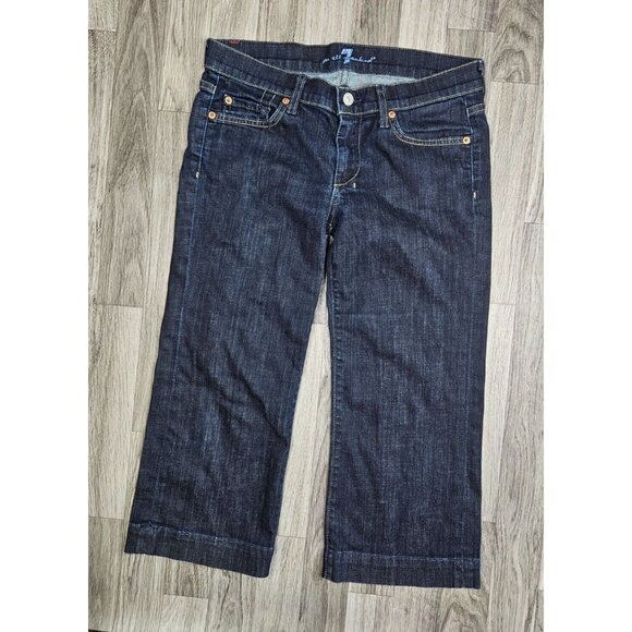 7 For All Mankind Womens Size 28 Distressed Embroidered Pockets Jeans Capris - Picture 1 of 14